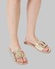 Valentino Valentino Women's VLogo Cut-Out Laminated Nappa Leather Slide Sandals - 6
