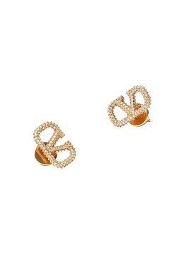 Valentino Valentino Women's Vlogo Signature Stud Earrings in Metal and Swarovski Crystals