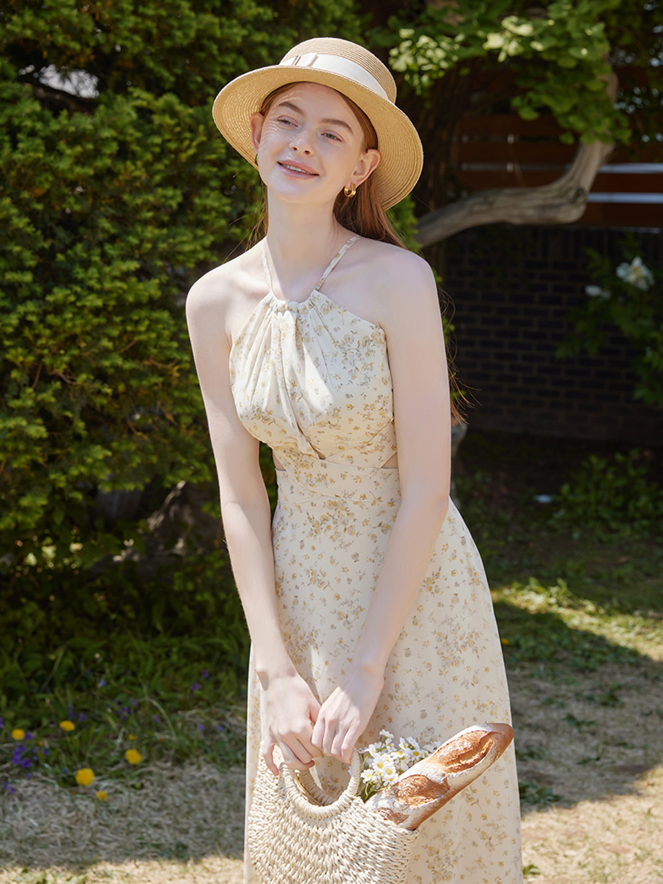 VALLO DE NERA Dahlia Halter Dress - Yellow