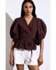 Vanessa Bruno Vanessa Bruno Gunner Embroidered V-Neck Wrap Blouse - 1