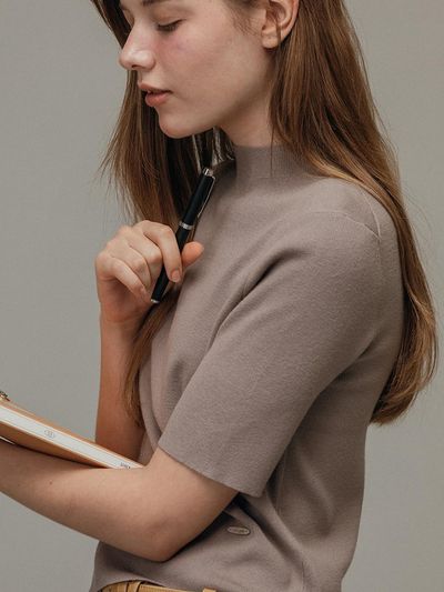 VANILLAKNIT Minimal slim half neck knit