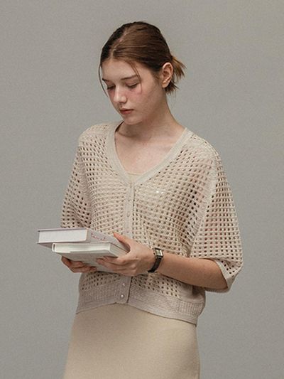 VANILLAKNIT Monaco linen nett knit cardigan