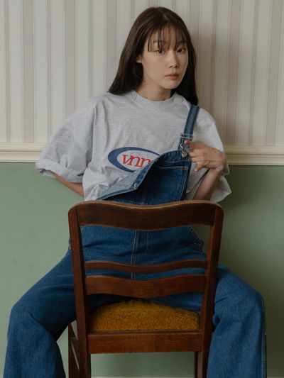 VANISHMENT Sport logo oversize t-shirt_light gray
