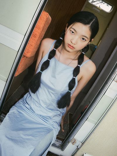 vanone atelier A3454 Slit H-line Dress _Sky Blue