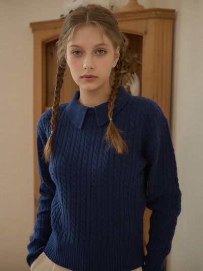 vanone atelier Cheri Collar Knit (Navy)