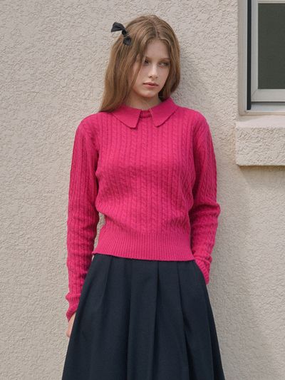vanone atelier Cheri Collar Knit (Pink)