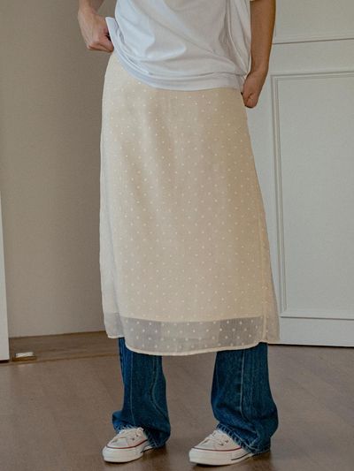 vanone atelier Dot Chiffon Skirt [Ivory] (P3222)