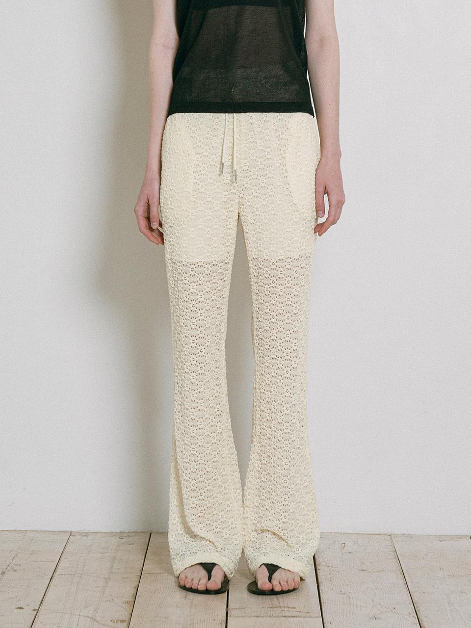 vanone atelier Floral Bootcut Pants (P3244) [Cream]