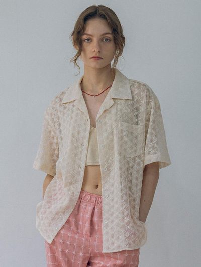 vanone atelier Flower Open Collar Shirt