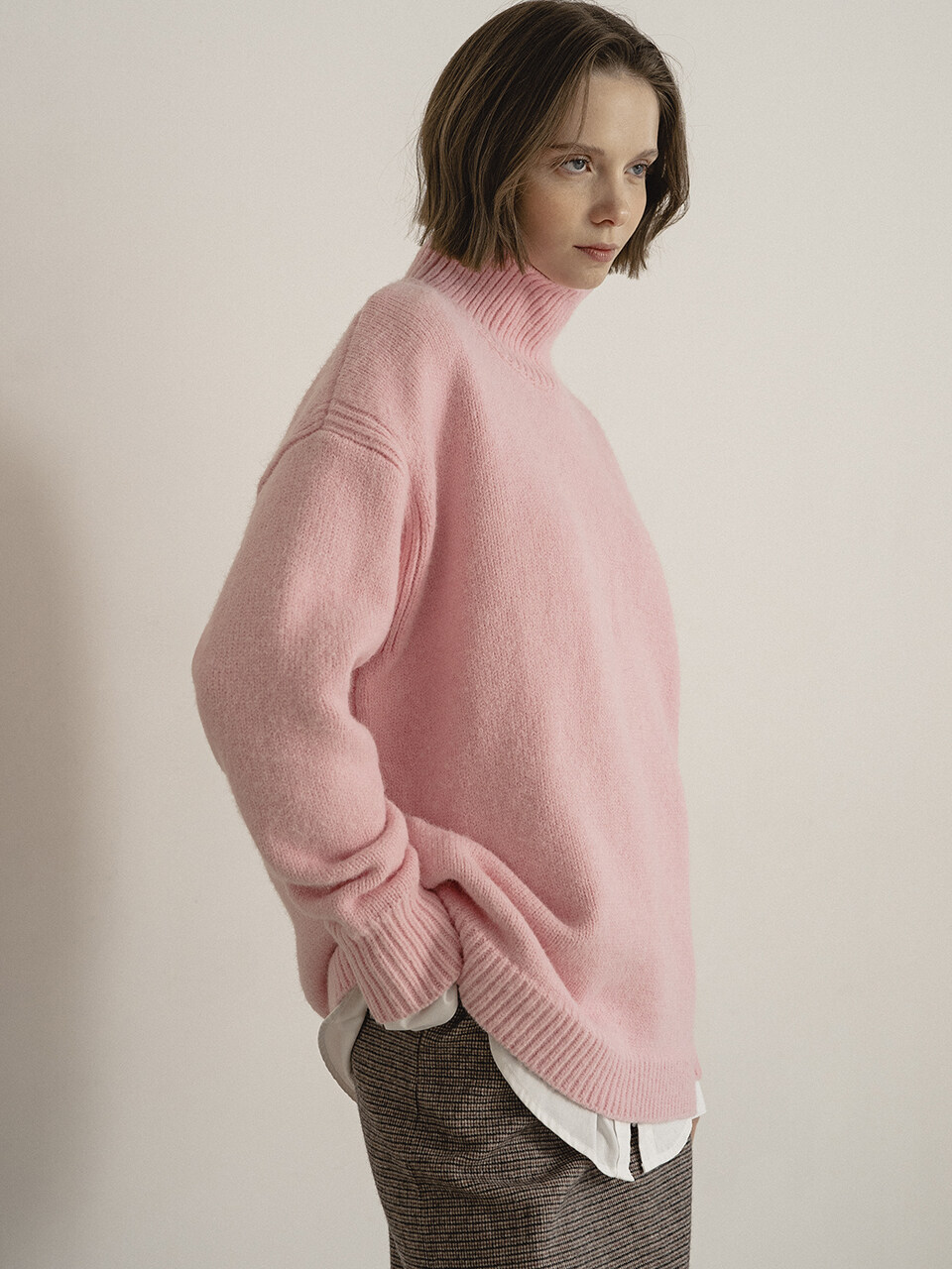 vanone atelier KN4209 Oversized Turtleneck Knit_Pastel Pink