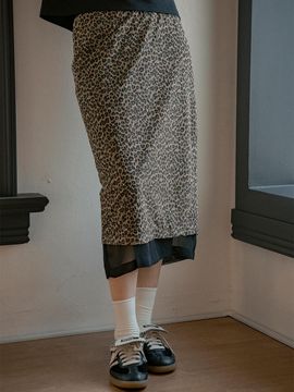 vanone atelier Leopard Print Elastic Waist Skirt (P3227)