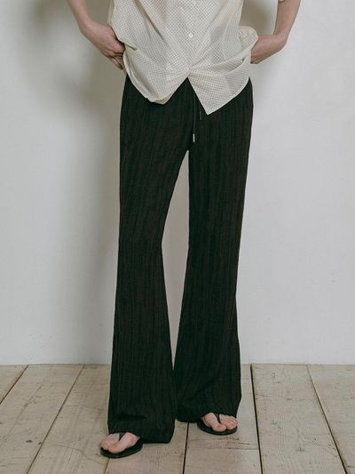 vanone atelier Linen Marbling Wide Pants (P3239) [Black]