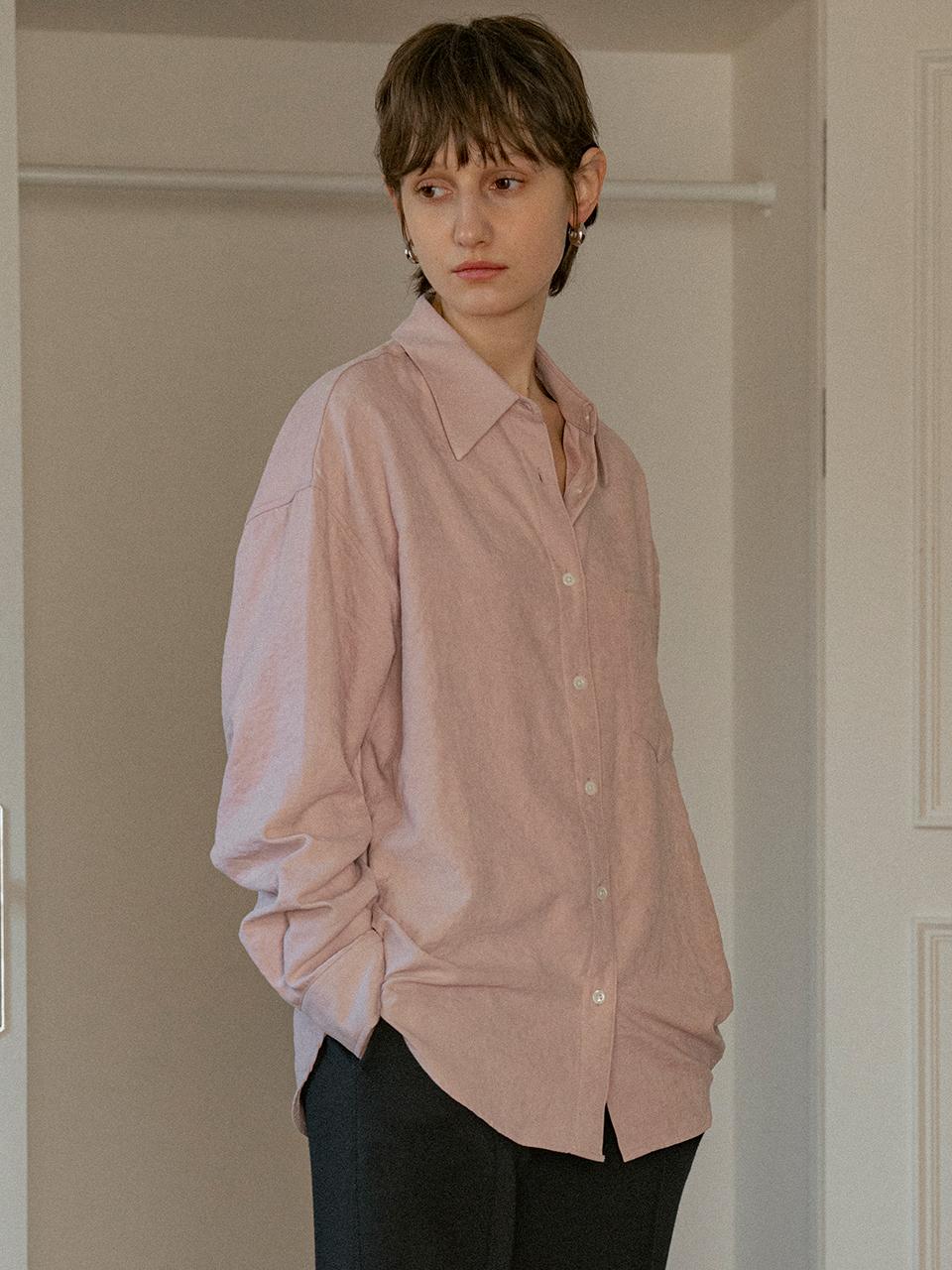 vanone atelier Loose-fit Velour Shirt (A3521) [Pink]