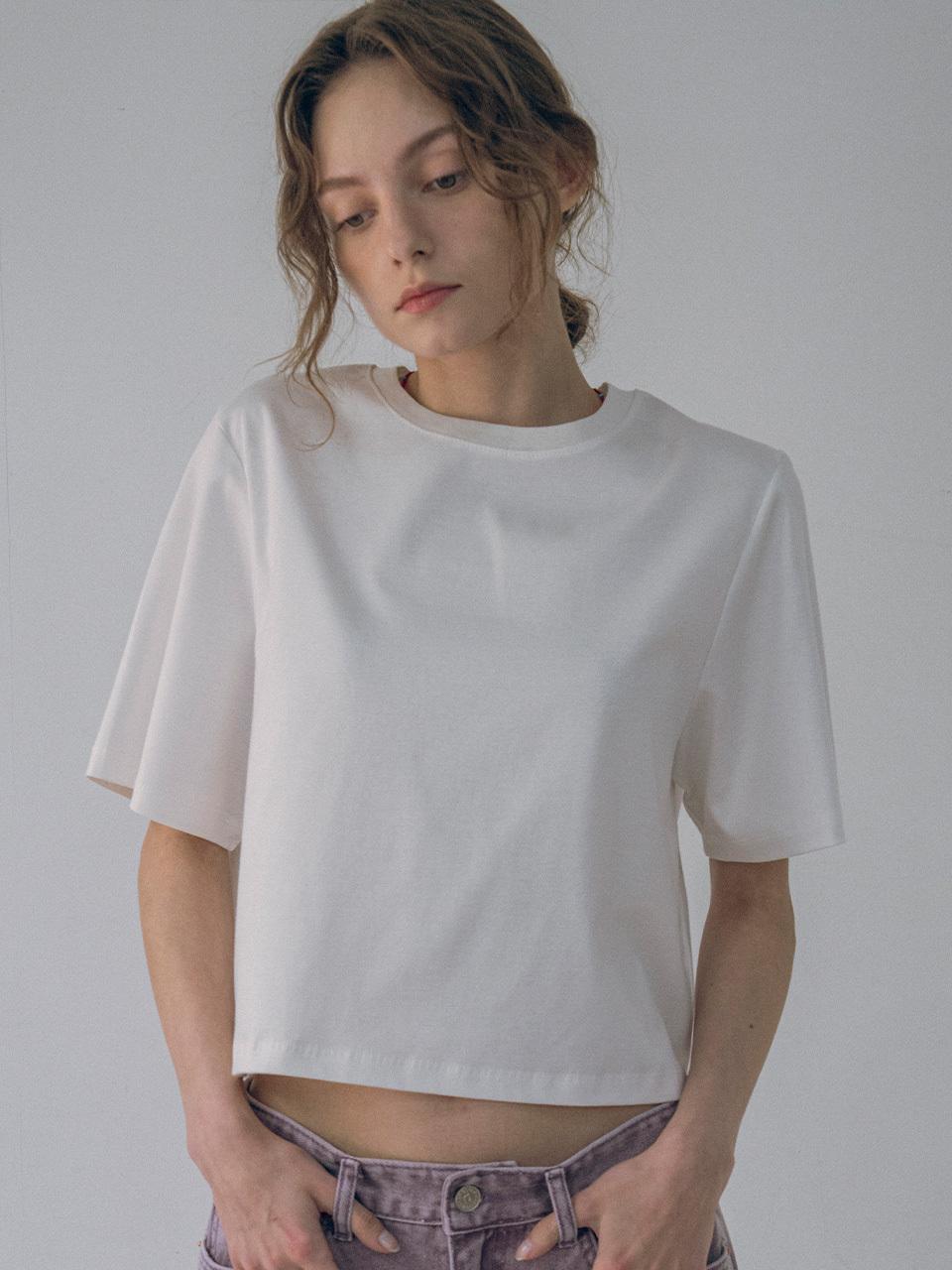 vanone atelier Loose Fit Crop T-Shirt (White)