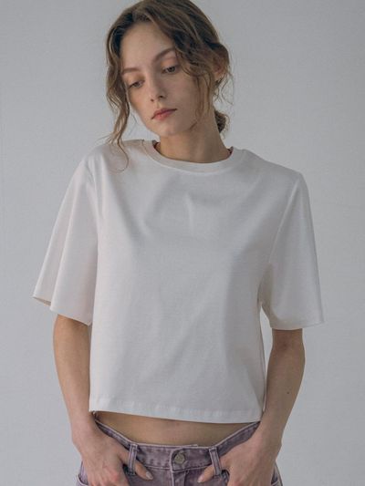 vanone atelier Loose Fit Crop T-Shirt (White)