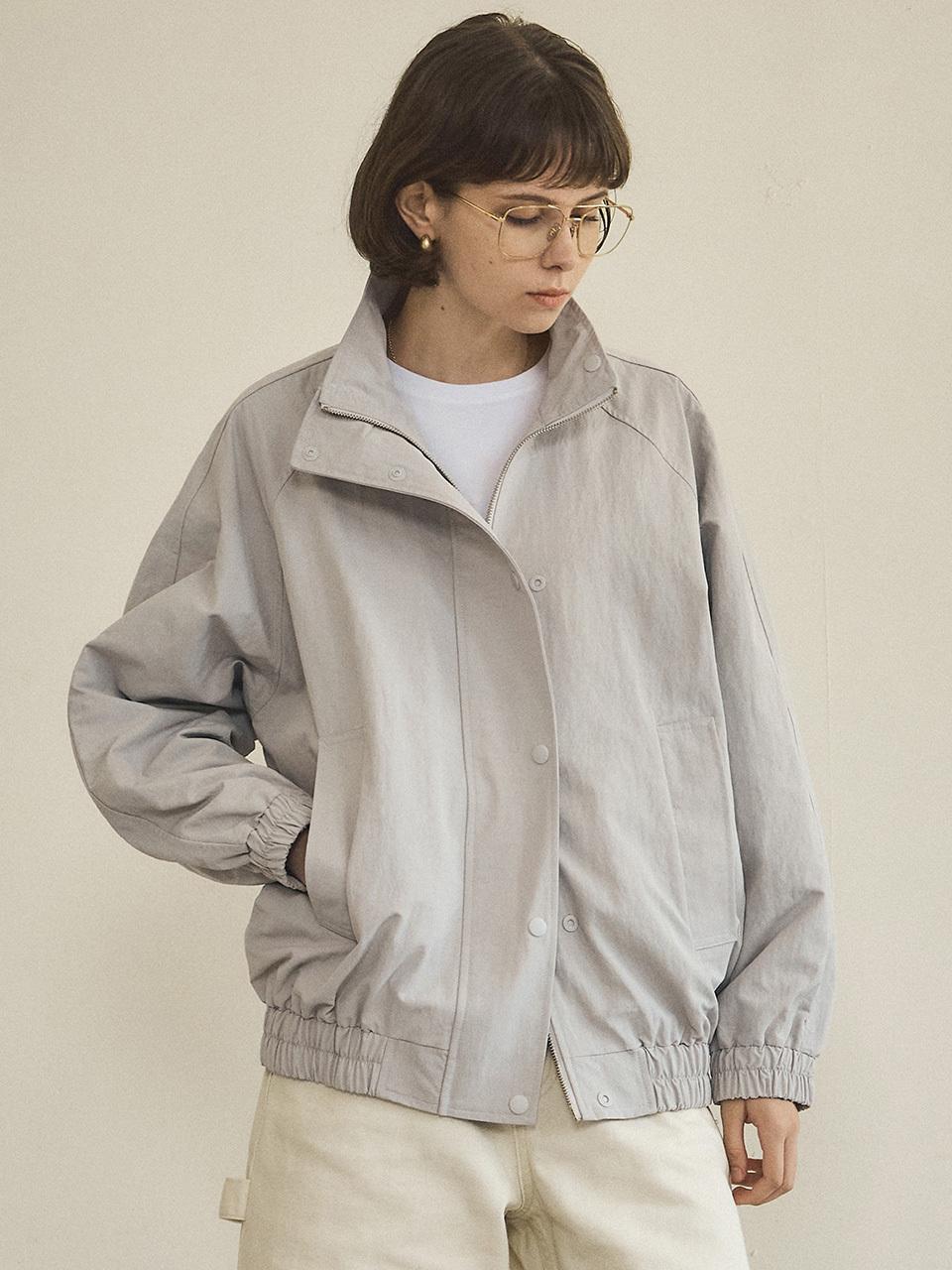 vanone atelier O3734 Standing Collar Jumper_Light Gray