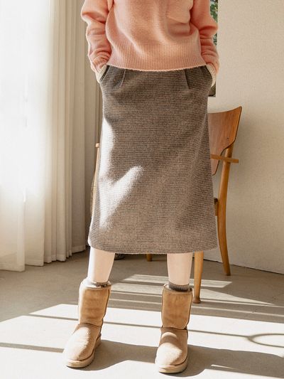 vanone atelier P3133 Check Wool Skirt