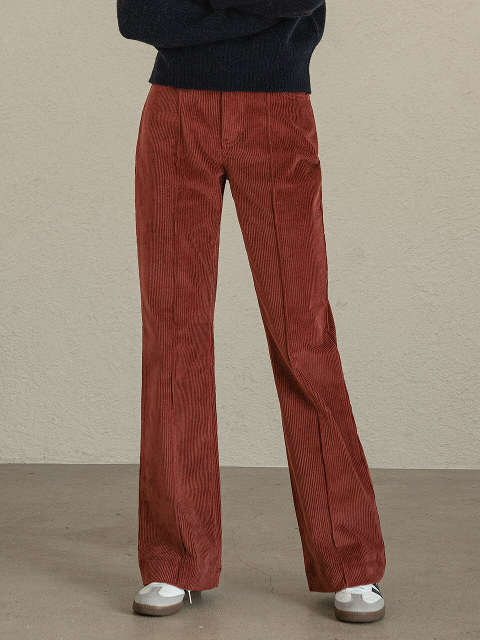 vanone atelier P3137 Pintuck Corduroy Pants_Brick Red