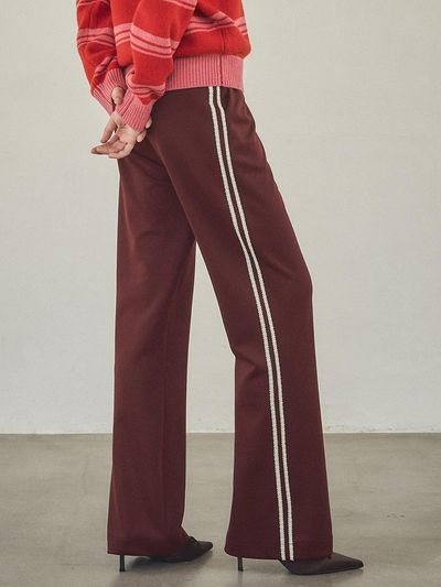 vanone atelier P3208 Lace Track Pants_Burgundy