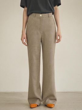 vanone atelier P3209 Hound Check Bootcut Pants_Brown