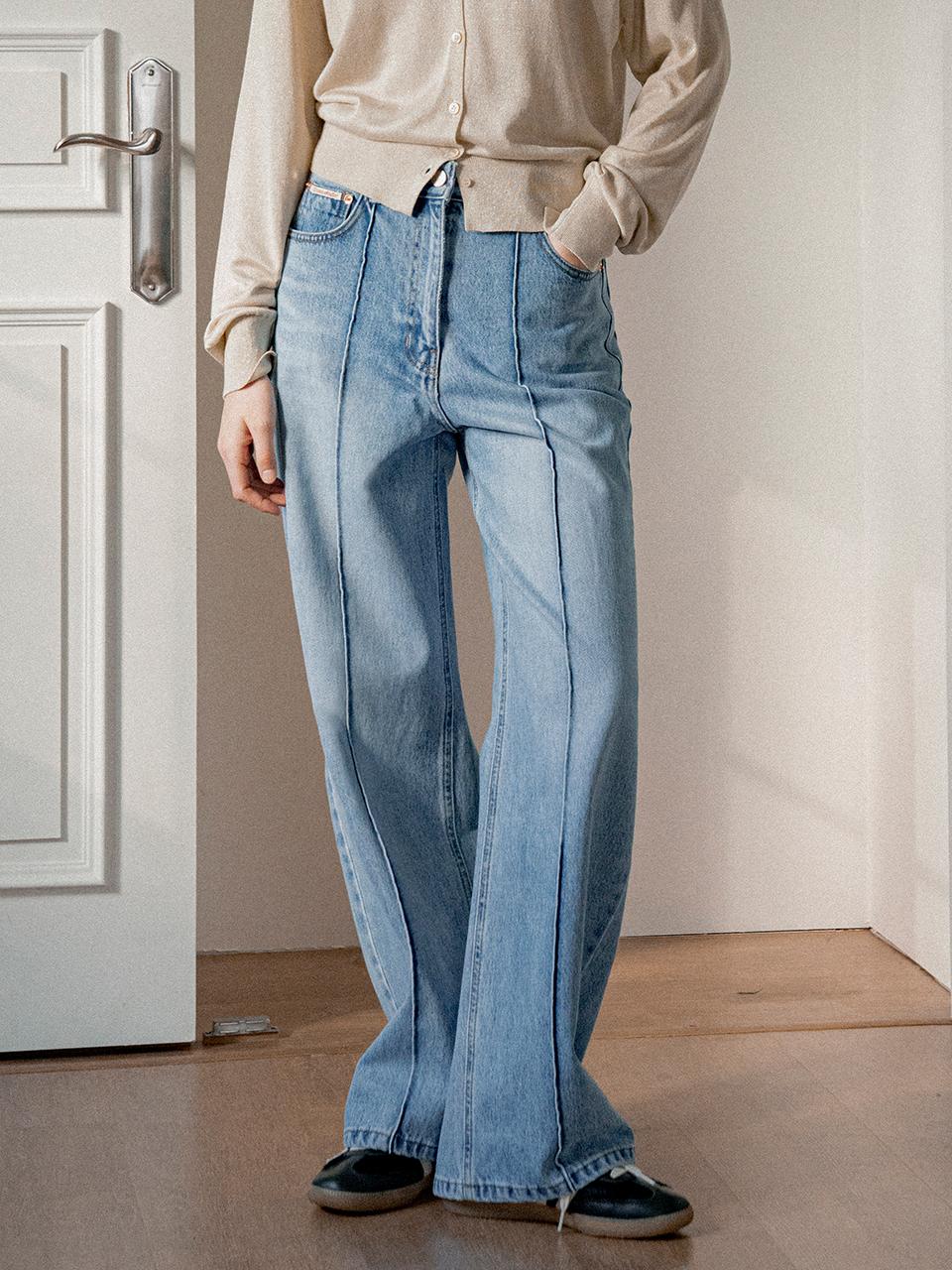 vanone atelier Pin-tuck Wide Denim Pants (P3235)