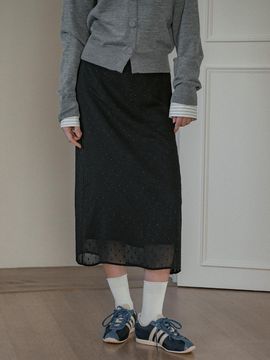 vanone atelier Polka Dot Chiffon Skirt (P3222) [Black]