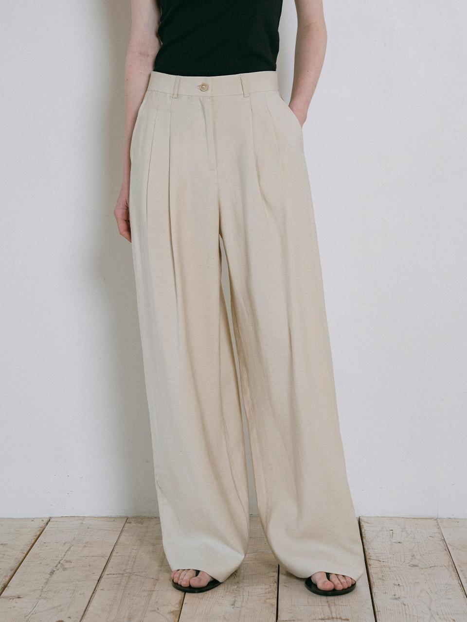 vanone atelier Relaxed Linen Pants [Light beige] (P3243)