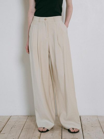 vanone atelier Relaxed Linen Pants [Light beige] (P3243)