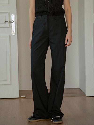 vanone atelier Semi-Flare Slacks Trousers (P3229) [Black]