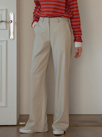 vanone atelier Semi-Flare Slacks Trousers (P3229) [Light beige]