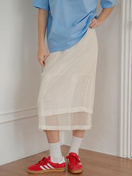 vanone atelier Sheer BANDING Skirt (P3226) [Cream]
