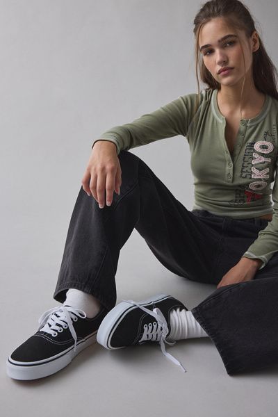 Vans Vans Authentic Sneaker in Black at Urban Outfitters