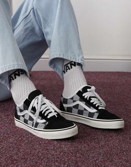 Vans Vans Old Skool sneakers in gray checkerboard-Black