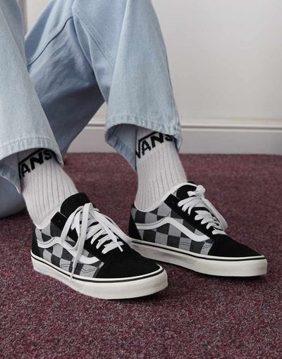 Vans Vans Old Skool sneakers in gray checkerboard-Black