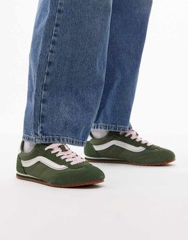 Vans Vans Super Lowpro sneakers in dark green with pink detailing