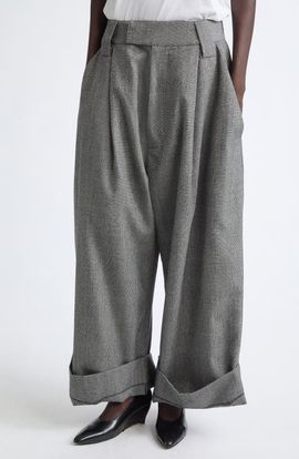 Vaquera Vaquera Baby Oversize Glen Plaid Wool Wide Leg Trousers