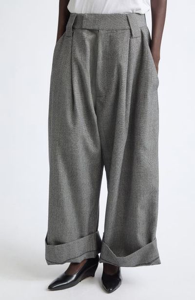 Vaquera Vaquera Baby Oversize Glen Plaid Wool Wide Leg Trousers