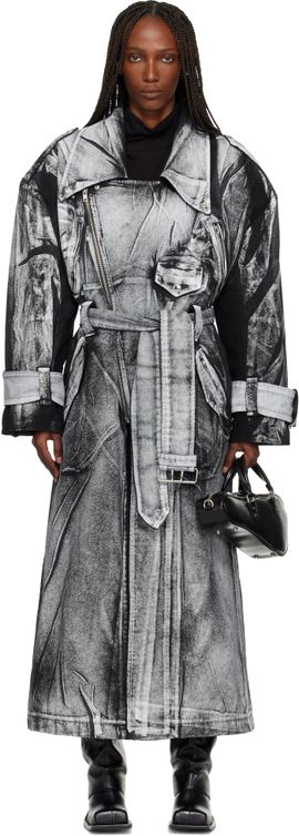 VAQUERA VAQUERA Black & White Painted Workwear Trench Coat