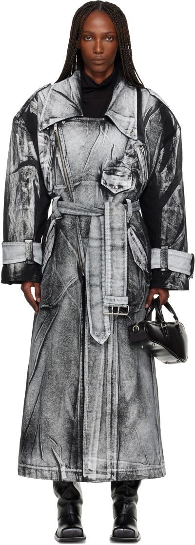 VAQUERA VAQUERA Black & White Painted Workwear Trench Coat