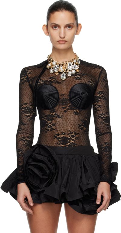VAQUERA VAQUERA Black Lace Bullet Bra Bodysuit