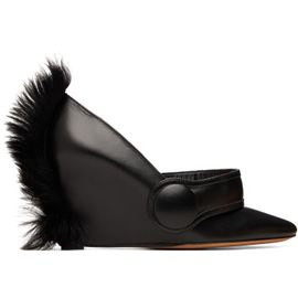 VAQUERA VAQUERA Black Leather Shearling Heels