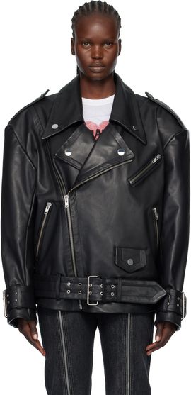 VAQUERA VAQUERA Black Oversized Moto Leather Jacket