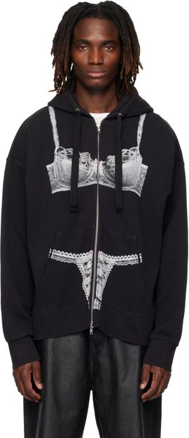 VAQUERA VAQUERA Black Trompe l'Oeil Zip Hoodie