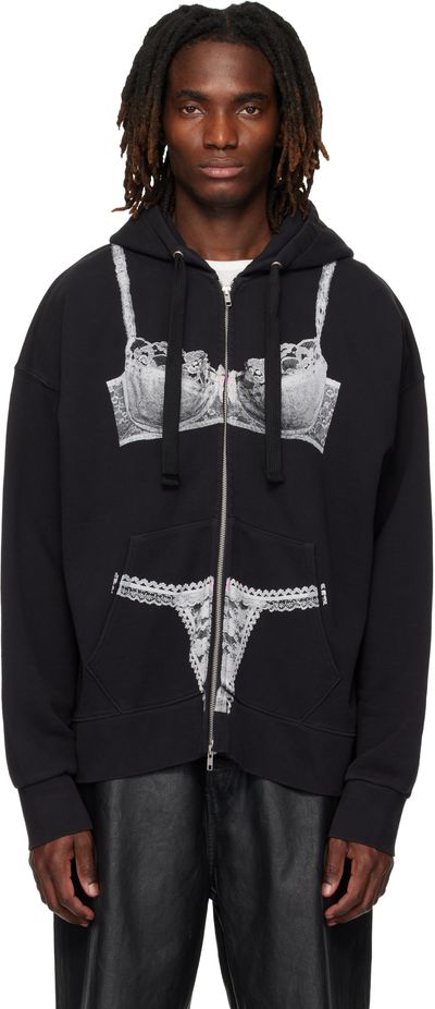 VAQUERA VAQUERA Black Trompe l'Oeil Zip Hoodie