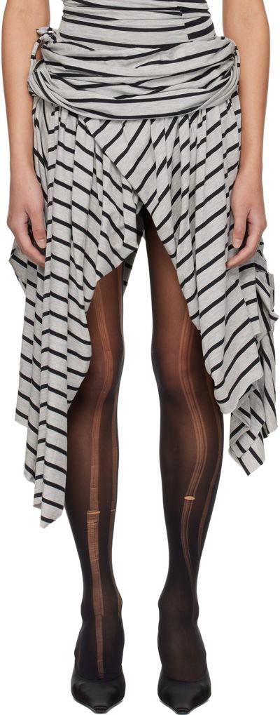 VAQUERA VAQUERA Gray & Black Striped Jersey Miniskirt