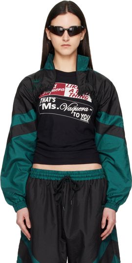 VAQUERA VAQUERA Green & Black Cropped Windbreaker Jacket