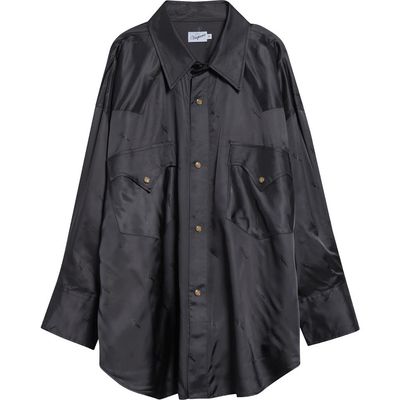 Vaquera Logo Jacquard Oversize Satin Western Shirt
