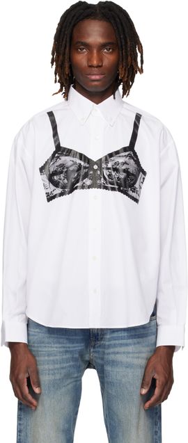 VAQUERA VAQUERA White Trompe L'oeil Bra Button Down Shirt