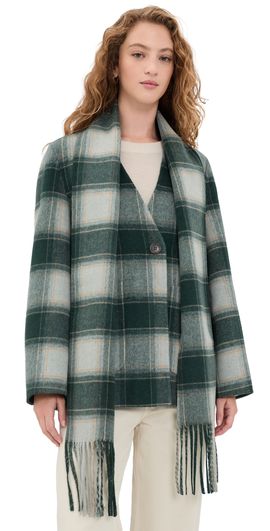 Varley Varley Alderton Check Scarf Coat Ponderosa Pine Check