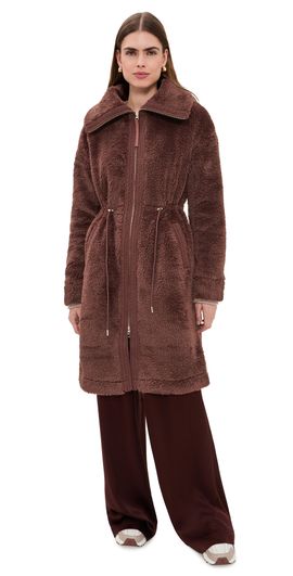 Varley Varley Bennet Long Sherpa Coat Dark Chestnut